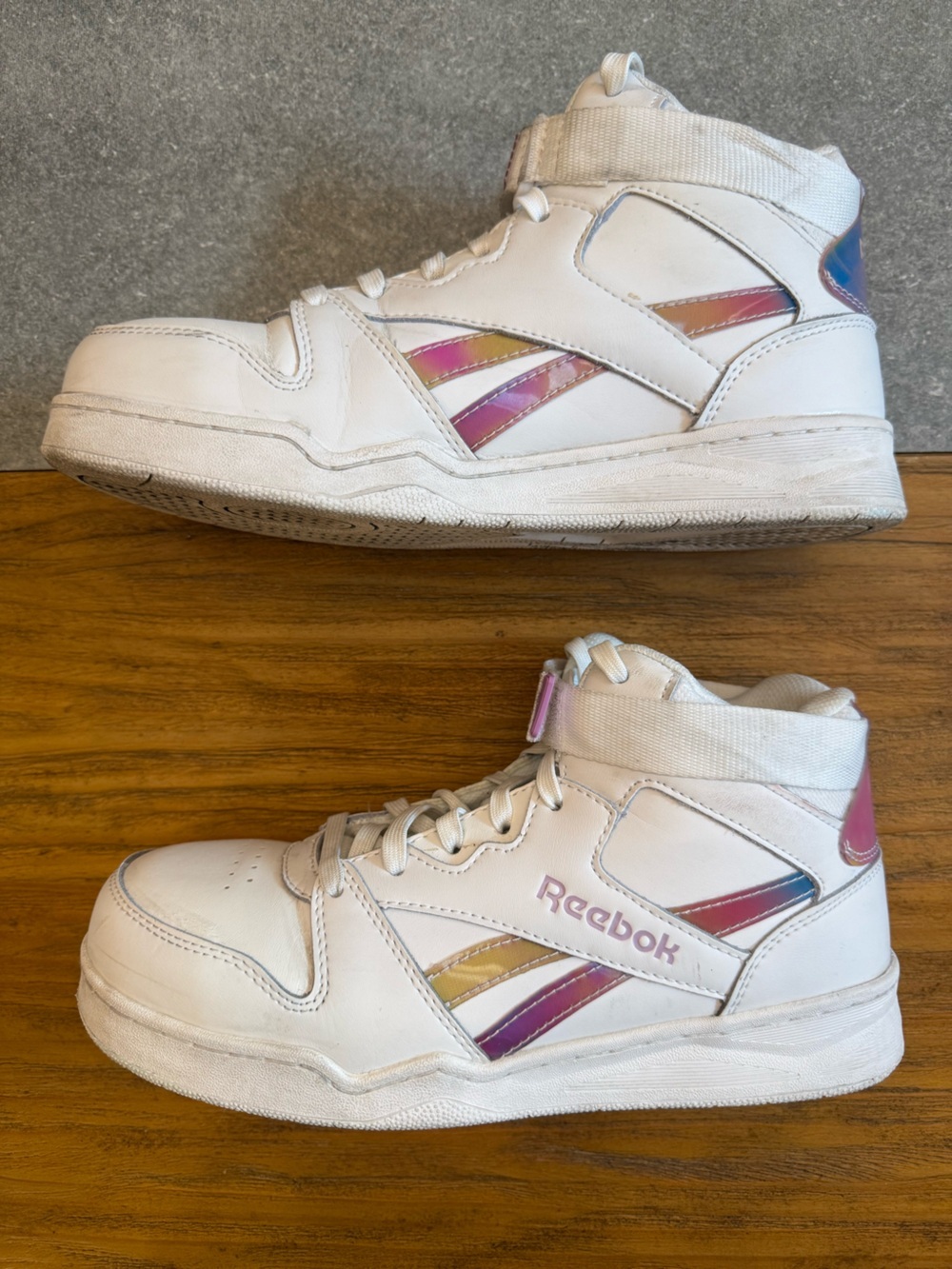Reebok Work White Holographic High Top Leather Sneakers Safety Toe Size 9W - Picture 7 of 15